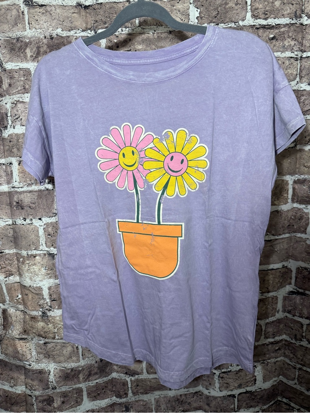 Lavender Smiley Flower Graphic Tee